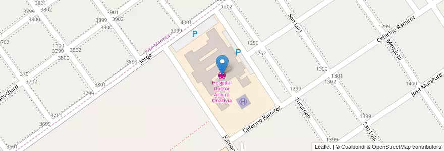 Mapa de ubicacion de Hospital Doctor Arturo Oñativia en アルゼンチン, ブエノスアイレス州, Partido De Almirante Brown.