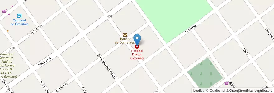 Mapa de ubicacion de Hospital Doctor Cicconeti en 아르헨티나, Corrientes, Departamento San Cosme, Municipio De Paso De La Patria.