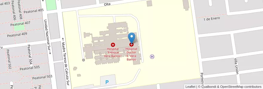Mapa de ubicacion de Hospital Doctor E. Vera Barros en アルゼンチン, ラ・リオハ州, Departamento Capital, La Rioja.
