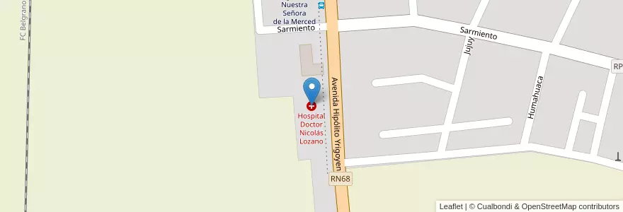 Mapa de ubicacion de Hospital Doctor Nicolás Lozano en 阿根廷, Salta, San José De Los Cerrillos, Municipio De La Merced, La Merced.