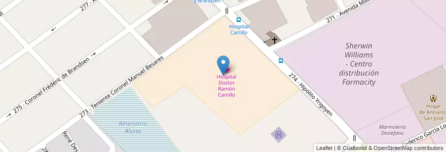 Mapa de ubicacion de Hospital Doctor Ramón Carrillo en Argentina, Buenos Aires, Partido De Tres De Febrero, Ciudadela.