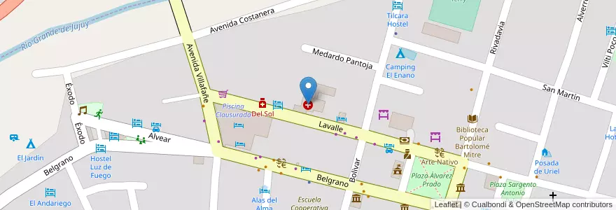 Mapa de ubicacion de Hospital Doctor Salvador Mazza en الأرجنتين, Jujuy, Departamento Tilcara, Municipio De Tilcara.