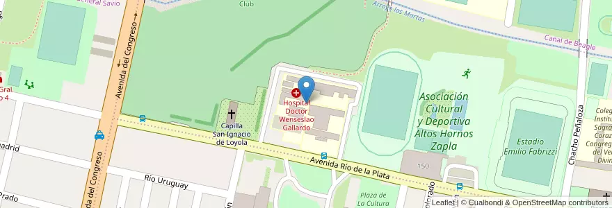 Mapa de ubicacion de Hospital Doctor Wenseslao Gallardo en アルゼンチン, フフイ州, Departamento Palpalá, Municipio De Palpalá.