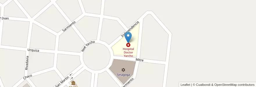 Mapa de ubicacion de Hospital Doctor Yarcho en Arjantin, Entre Ríos, Departamento Villaguay, Distrito Bergara, Villa Domínguez.
