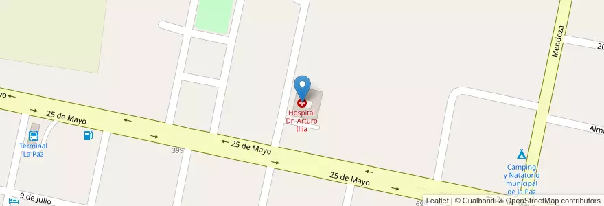 Mapa de ubicacion de Hospital Dr. Arturo Illia en آرژانتین, Mendoza, Departamento La Paz, Distrito Villa Nueva.