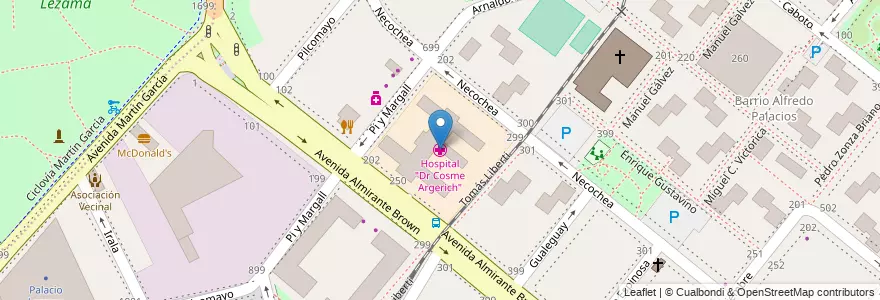 Mapa de ubicacion de Hospital "Dr Cosme Argerich", Boca en アルゼンチン, Ciudad Autónoma De Buenos Aires, Comuna 4, ブエノスアイレス.