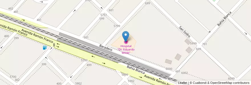 Mapa de ubicacion de Hospital "Dr. Eduardo Wilde" en アルゼンチン, ブエノスアイレス州, Partido De Avellaneda, Wilde.