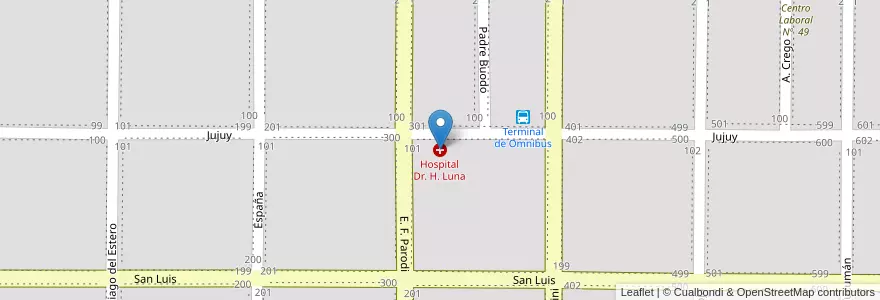 Mapa de ubicacion de Hospital Dr. H. Luna en アルゼンチン, ラ・パンパ州, Departamento Atreucó, Municipio De Macachín, Macachín.