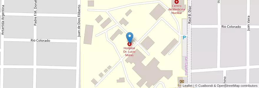 Mapa de ubicacion de Hospital Dr. Lucio Molas en الأرجنتين, La Pampa, Municipio De Santa Rosa, Departamento Capital, Santa Rosa.
