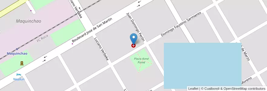 Mapa de ubicacion de Hospital Dr. Orencio Callejas en Argentina, Chile, Río Negro, Departamento Veinticinco De Mayo, Maquinchao.