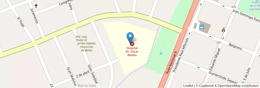 Mapa de ubicacion de Hospital Dr. Oscar Abalos en Arjantin, Santiago Del Estero, Departamento Loreto, Loreto.
