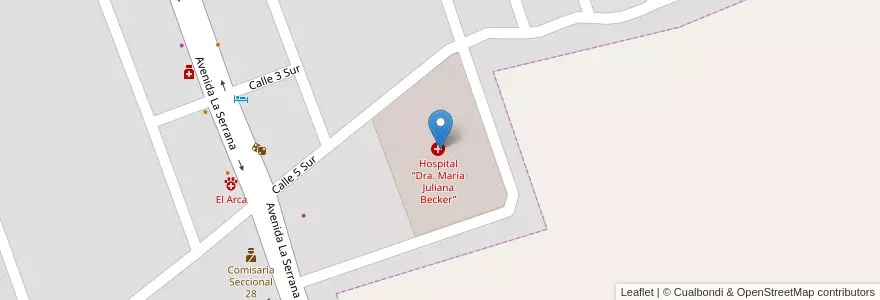 Mapa de ubicacion de Hospital “Dra. María Juliana Becker” en アルゼンチン, サンルイス州, Juan Martín De Pueyrredón, Municipio De La Punta, La Punta.