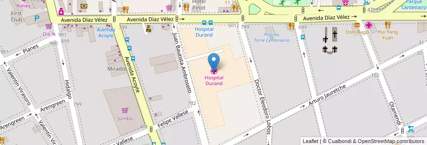 Mapa de ubicacion de Hospital Durand, Caballito en 아르헨티나, Ciudad Autónoma De Buenos Aires, 부에노스아이레스, Comuna 6.