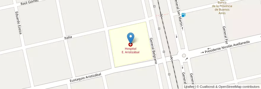 Mapa de ubicacion de Hospital E. Aristizábal en 阿根廷, 布宜诺斯艾利斯省, Partido De Mar Chiquita.