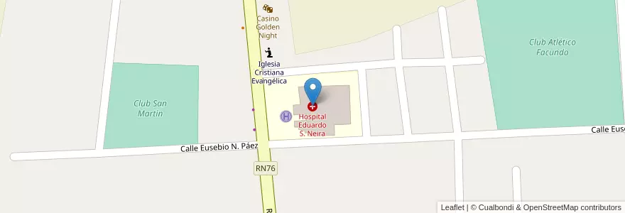 Mapa de ubicacion de Hospital Eduardo S. Neira en Argentina, Chile, La Rioja, Coronel Felipe Varela.