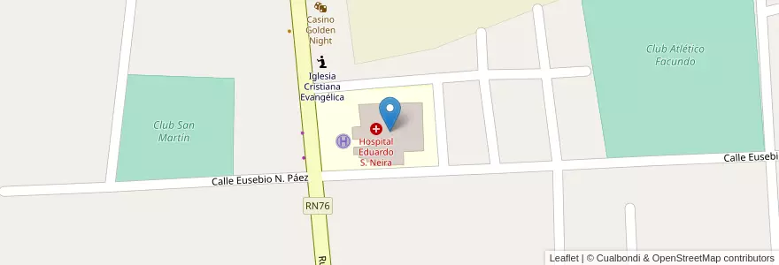 Mapa de ubicacion de Hospital Eduardo S. Neira en 아르헨티나, 칠레, La Rioja, Coronel Felipe Varela.