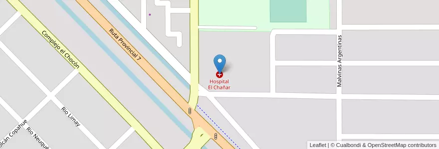 Mapa de ubicacion de Hospital El Chañar en الأرجنتين, تشيلي, نيوكوين, Departamento Añelo, San Patricio Del Chañar, San Patricio Del Chañar.