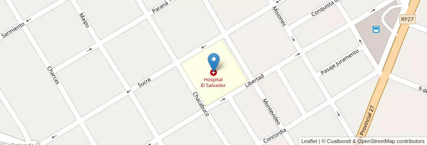 Mapa de ubicacion de Hospital El Salvador en Argentina, Corrientes, Departamento Bella Vista, Municipio De Bella Vista.