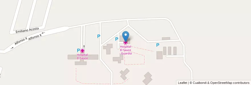 Mapa de ubicacion de Hospital El Sauce - Guardia en アルゼンチン, チリ, メンドーサ州, Departamento Guaymallén, Distrito El Sauce.