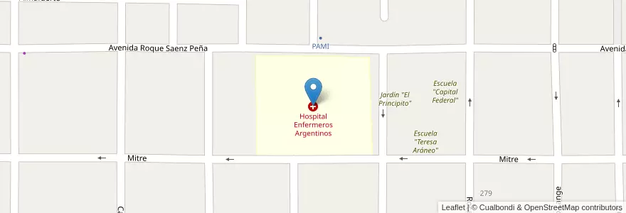 Mapa de ubicacion de Hospital Enfermeros Argentinos en アルゼンチン, メンドーサ州, General Alvear, Distrito Ciudad De General Alvear.
