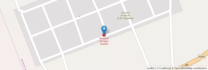 Mapa de ubicacion de Hospital Enrique Acerbo en アルゼンチン, チャコ州, Departamento Doce De Octubre, Municipio De General Capdevila, General Capdevila.