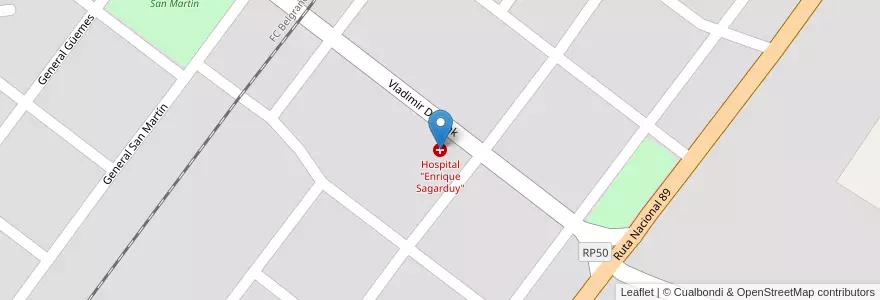Mapa de ubicacion de Hospital "Enrique Sagarduy" en アルゼンチン, チャコ州, Departamento Independencia, Campo Largo, Campo Largo.