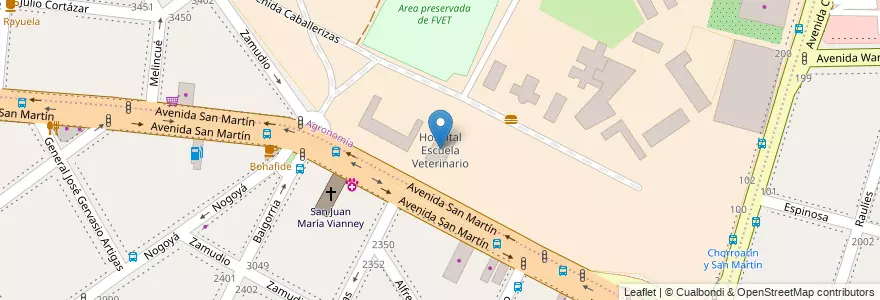 Mapa de ubicacion de Hospital Escuela Veterinario, Agronomia en Arjantin, Ciudad Autónoma De Buenos Aires, Buenos Aires, Comuna 15.