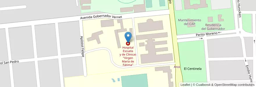 Mapa de ubicacion de Hospital Escuela y de Clínicas "Virgen María de Fátima" en Аргентина, Ла-Риоха, Departamento Capital, La Rioja.