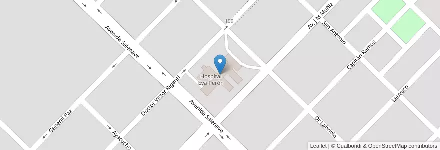 Mapa de ubicacion de Hospital Eva Perón en Arjantin, Buenos Aires, Partido De Benito Juárez, Benito Juárez.