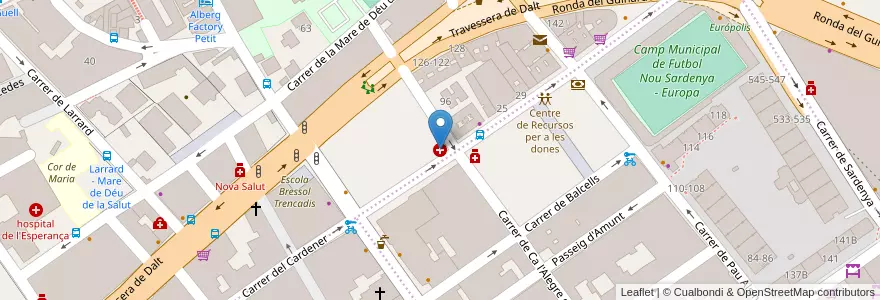 Mapa de ubicacion de Hospital Evangèlic en اسپانیا, Catalunya, Barcelona, Barcelonès, Barcelona.
