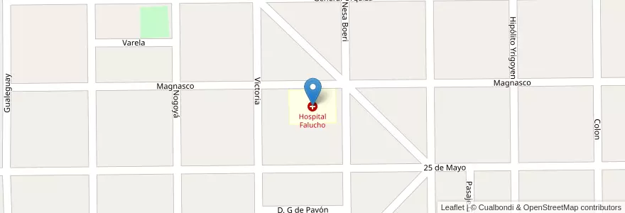 Mapa de ubicacion de Hospital Falucho en アルゼンチン, エントレ・リオス州, Departamento Tala, Distrito Raíces Al Sur, Maciá.