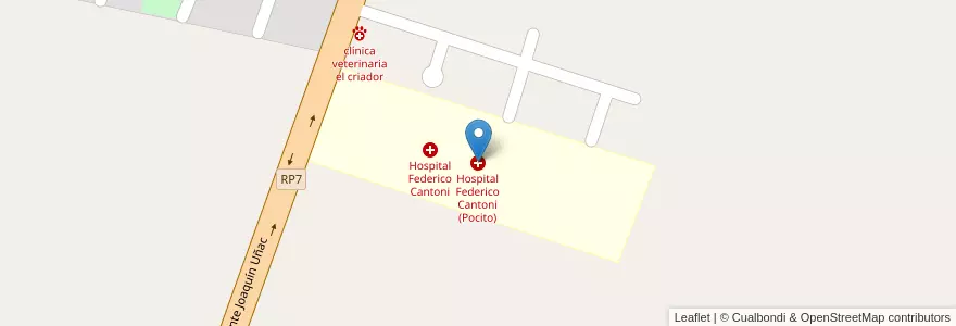 Mapa de ubicacion de Hospital Federico Cantoni (Pocito) en Аргентина, Сан-Хуан, Чили, Pocito.