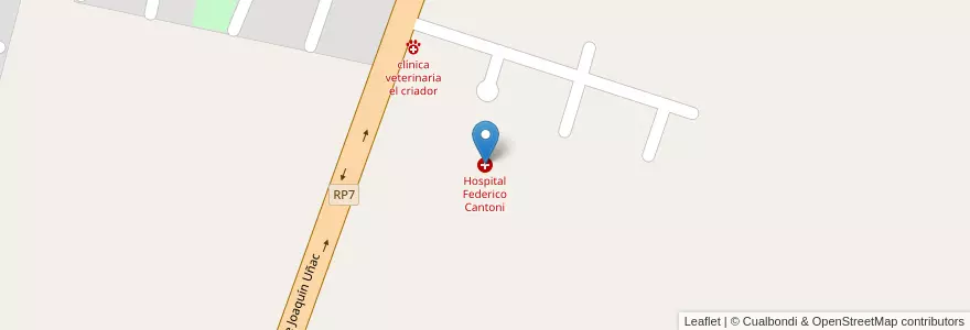 Mapa de ubicacion de Hospital Federico Cantoni en Arjantin, San Juan, Şili, Pocito.