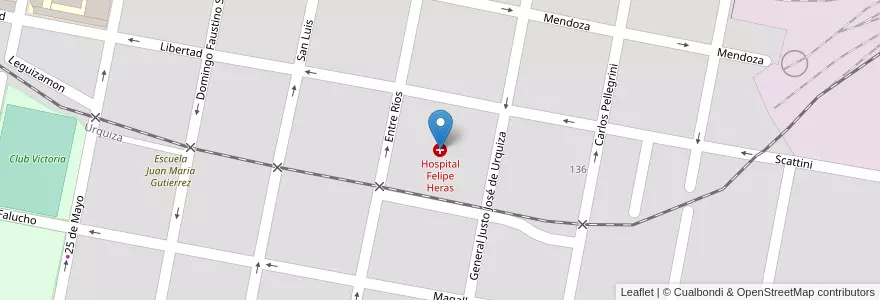 Mapa de ubicacion de Hospital Felipe Heras en Argentina, Provincia Di Entre Ríos, Departamento Concordia, Distrito Suburbios, Concordia, Concordia.