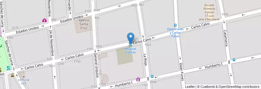 Mapa de ubicacion de Hospital Francés, San Cristobal en الأرجنتين, Ciudad Autónoma De Buenos Aires, Comuna 3, Buenos Aires.