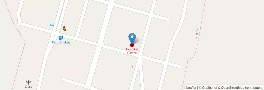 Mapa de ubicacion de Hospital Gastre en Argentine, Chili, Chubut, Departamento Gastre, Gastre.