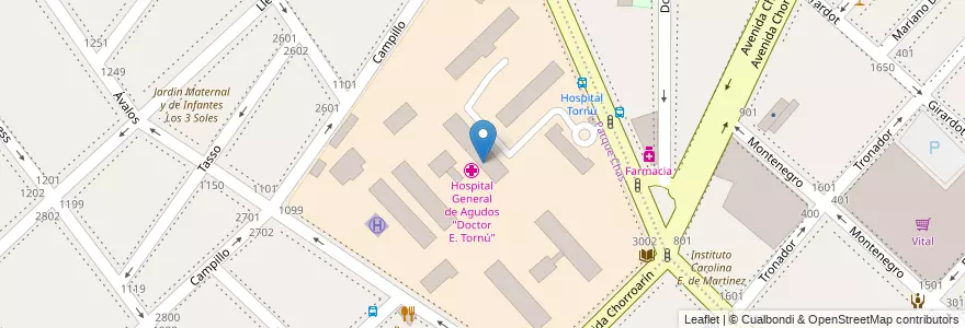 Mapa de ubicacion de Hospital General de Agudos "Doctor E. Tornú", Parque Chas en Arjantin, Ciudad Autónoma De Buenos Aires, Buenos Aires, Comuna 15.