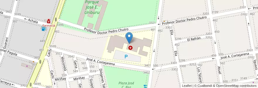 Mapa de ubicacion de hospital General de Agudos "Jose Maria Penna" en Arjantin, Ciudad Autónoma De Buenos Aires, Comuna 4, Buenos Aires.