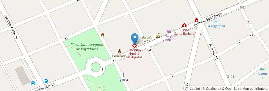 Mapa de ubicacion de Hospital General de Agudos en 阿根廷, 布宜诺斯艾利斯省, Partido De La Costa.