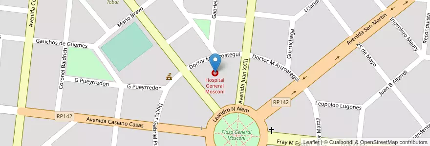Mapa de ubicacion de Hospital General Mosconi en Arjantin, Salta, General San Martín, Municipio De General Mosconi, General Mosconi.