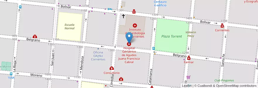 Mapa de ubicacion de Hospital Geriátrico de Agudos Juana Francisca Cabral en Arjantin, Corrientes, Departamento Capital, Corrientes, Corrientes.