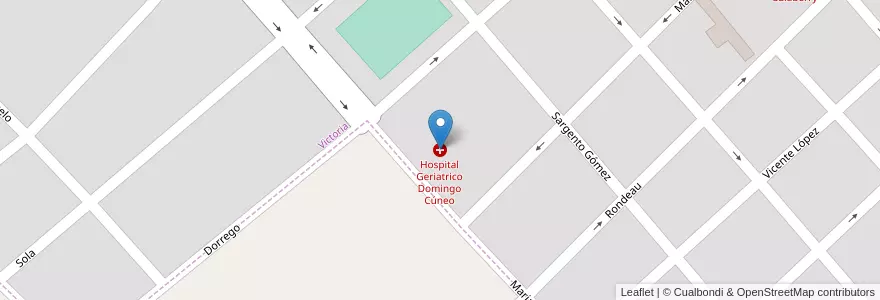 Mapa de ubicacion de Hospital Geriatrico Domingo Cúneo en 阿根廷, 恩特雷里奥斯省, Departamento Victoria, Distrito Corrales, Victoria, Victoria.