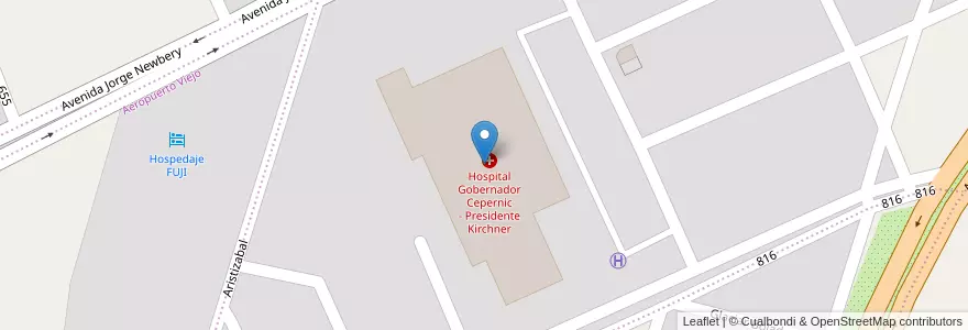 Mapa de ubicacion de Hospital Gobernador Cepernic - Presidente Kirchner en アルゼンチン, マガジャネス・イ・デ・ラ・アンタルティカ・チレーナ州, チリ, サンタクルス州, El Calafate, Lago Argentino.