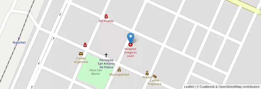 Mapa de ubicacion de Hospital Gregorio Levín en Arjantin, San Luis, Chacabuco, Municipio De Naschel.