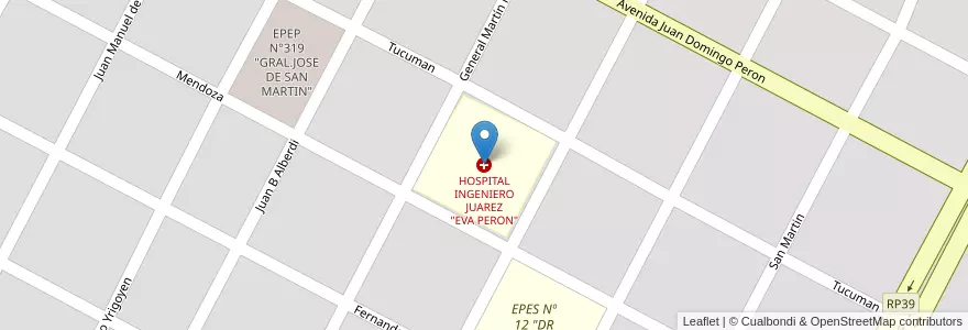 Mapa de ubicacion de HOSPITAL INGENIERO JUAREZ "EVA PERON" en アルゼンチン, フォルモサ州, Departamento Matacos, Municipio De Ingeniero Juárez, Ingeniero Juárez.