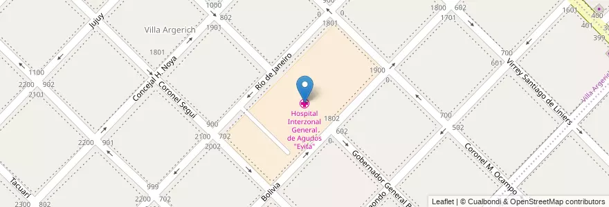 Mapa de ubicacion de Hospital Interzonal General de Agudos "Evita" en Аргентина, Буэнос-Айрес, Partido De Lanús, Lanús Oeste.