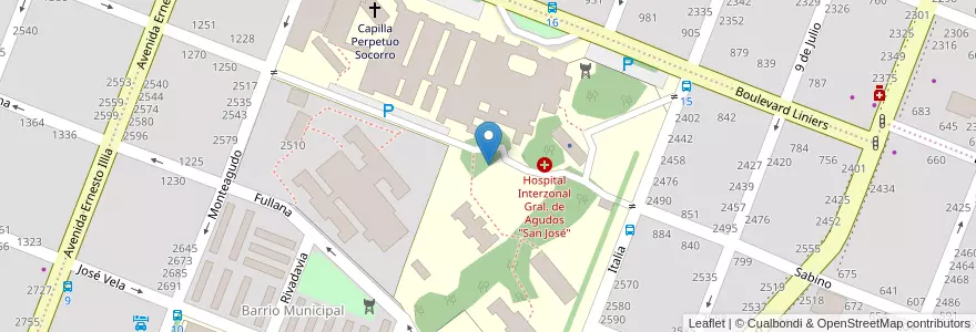 Mapa de ubicacion de Hospital Interzonal Gral. de Agudos "San José" en Argentinië, Buenos Aires, Partido De Pergamino.