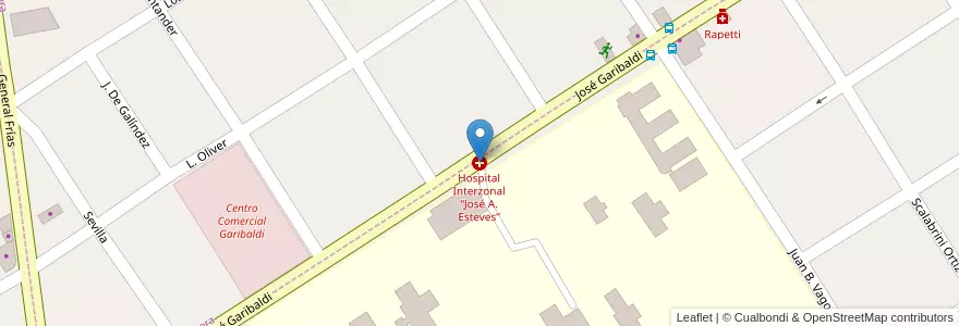 Mapa de ubicacion de Hospital Interzonal “José A. Esteves” en Argentina, Buenos Aires, Partido De Lomas De Zamora, Temperley.