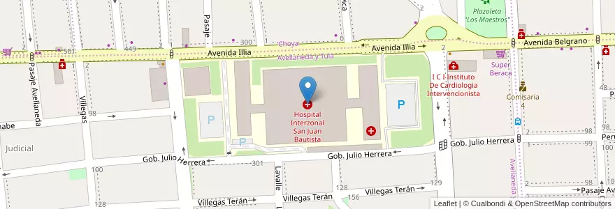Mapa de ubicacion de Hospital Interzonal San Juan Bautista en Argentinien, Catamarca, Departamento Capital, Municipio De San Fernando Del Valle De Catamarca, San Fernando Del Valle De Catamarca.