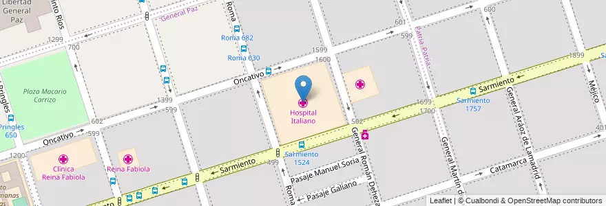 Mapa de ubicacion de Hospital Italiano en Аргентина, Кордова, Departamento Capital, Pedanía Capital, Córdoba, Municipio De Córdoba.